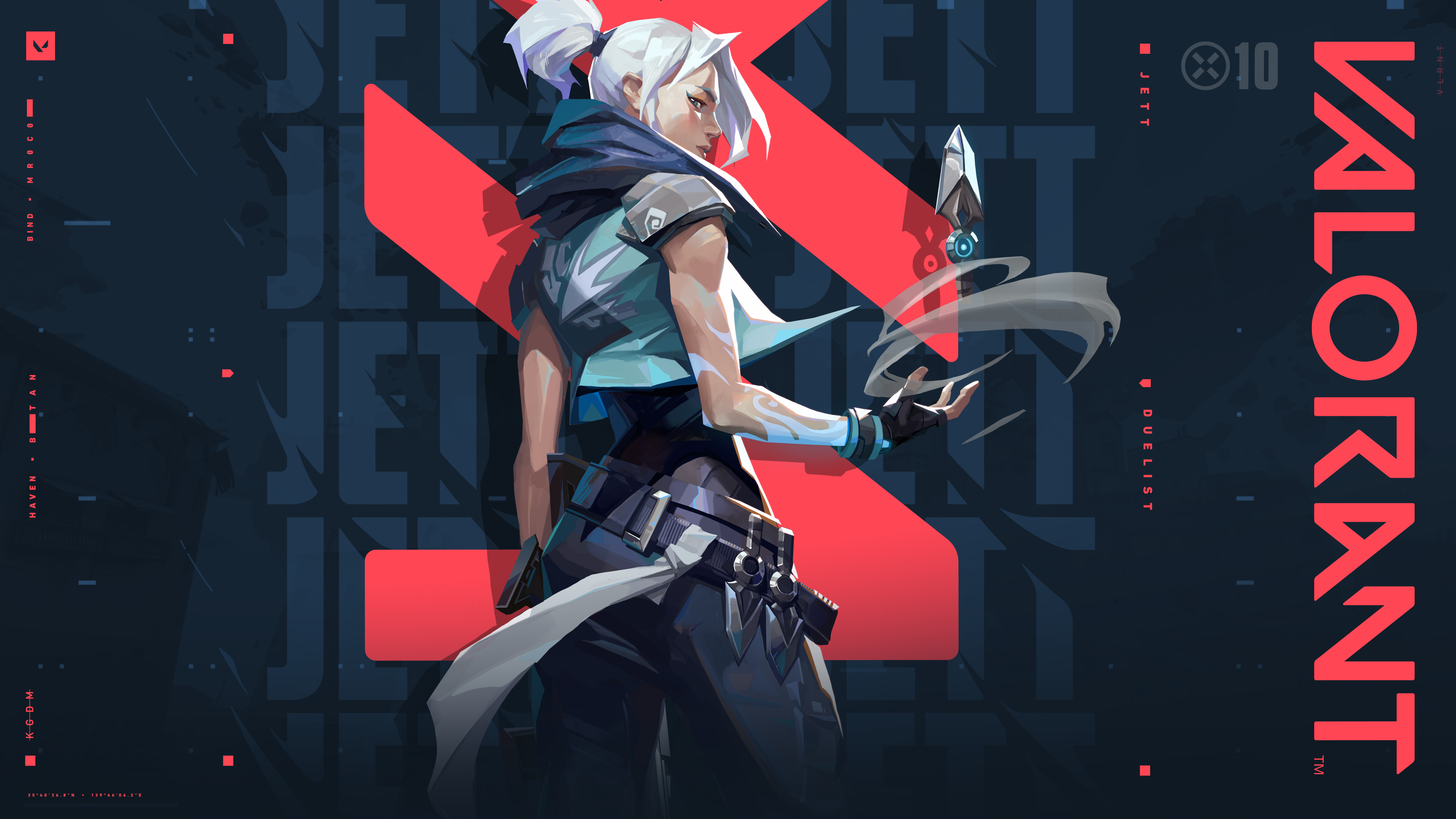 Jett, a Valorant agent with wind-based abilities